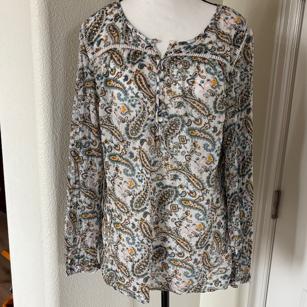 Talbots Paisley cotton Blouse  Like new Large